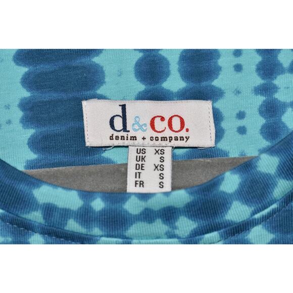 DENIM & CO. NEW $35 Printed Perfect Jersey Round Neck Elbow Sleeve Top‎ XS - Picture 3 of 3